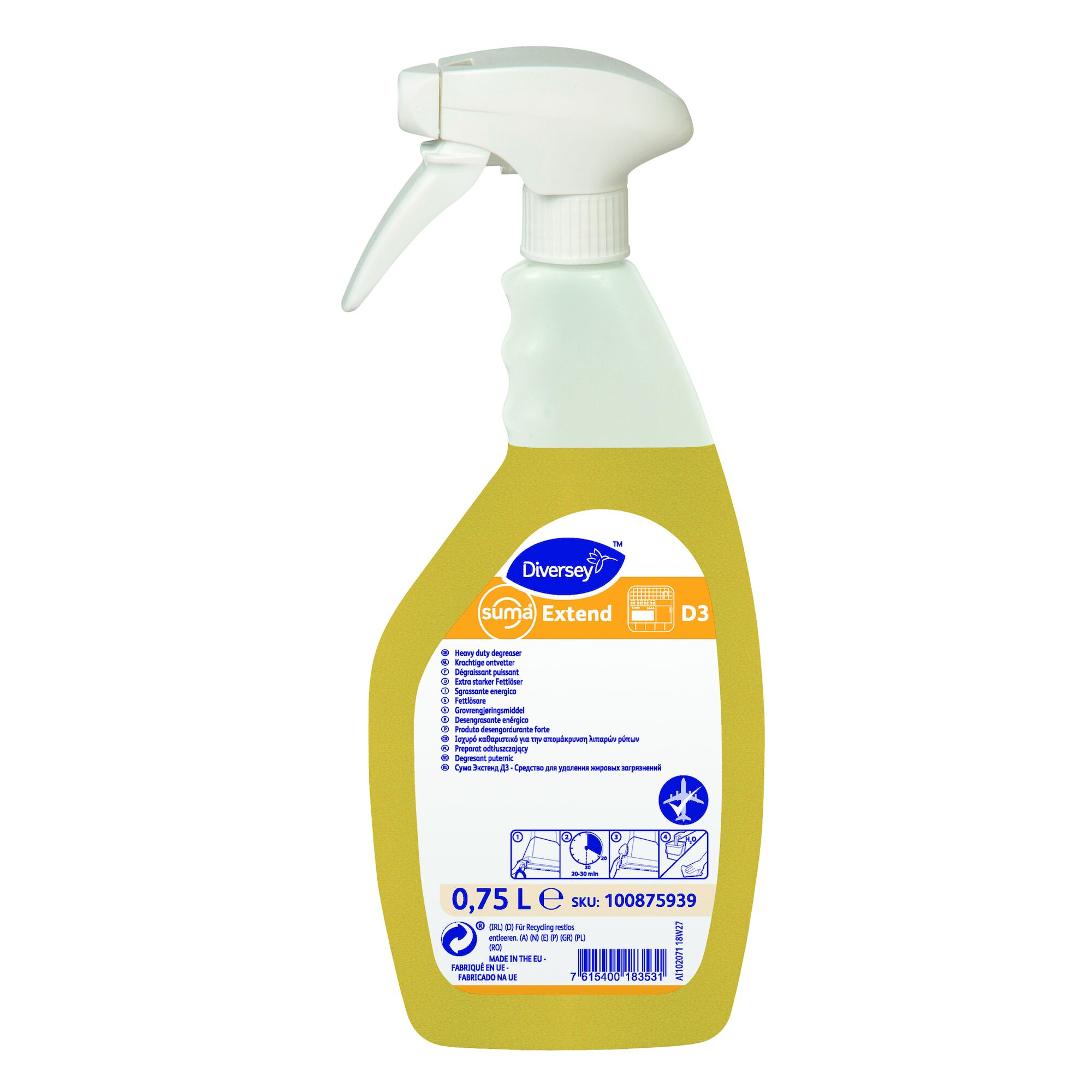 Suma Extend D3 6x0.75L Aluminum safe, heavy duty degreaser Diversey