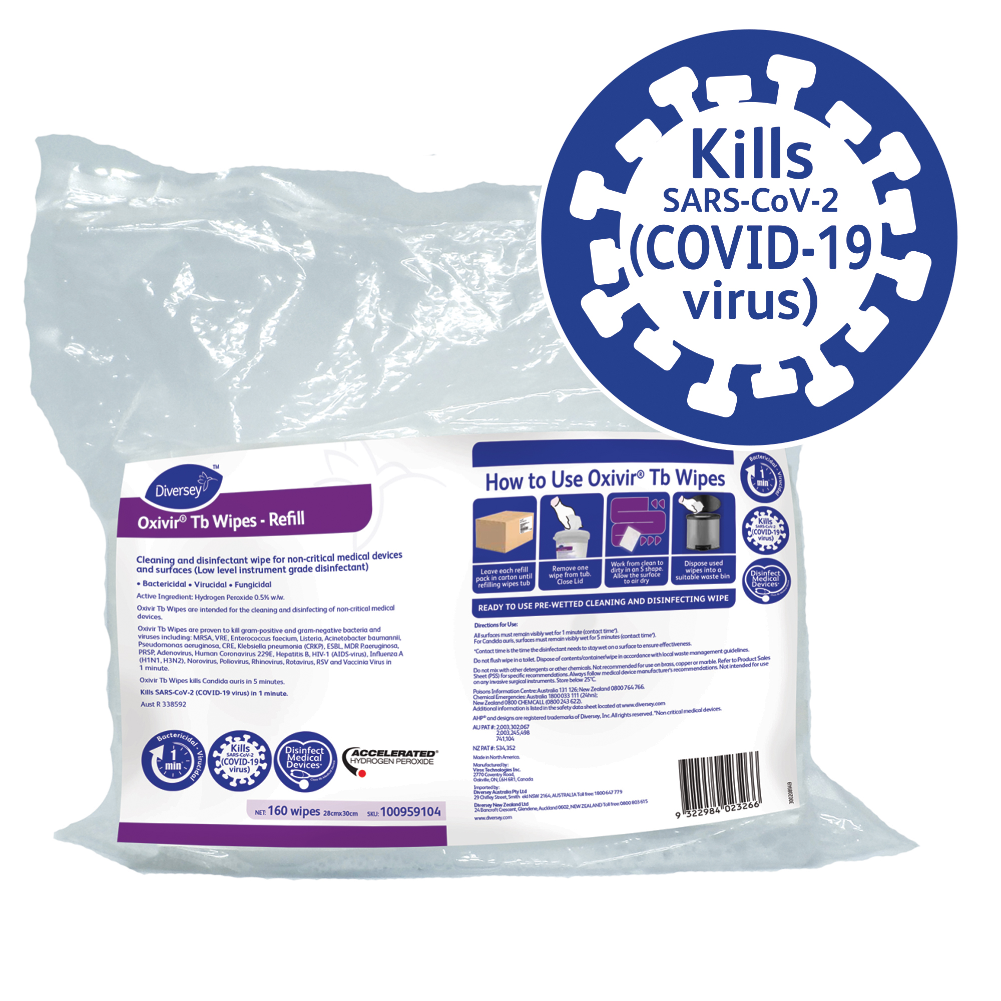 Oxivir Tb Wipes Refill Cleaning and disinfectant wipe for non