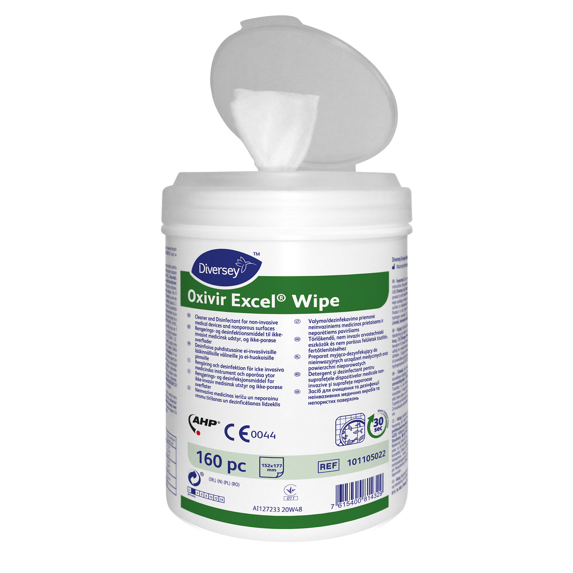 Oxivir Excel Wipe 6x160pc 15 x 17 cm Cleaner and Disinfectant for