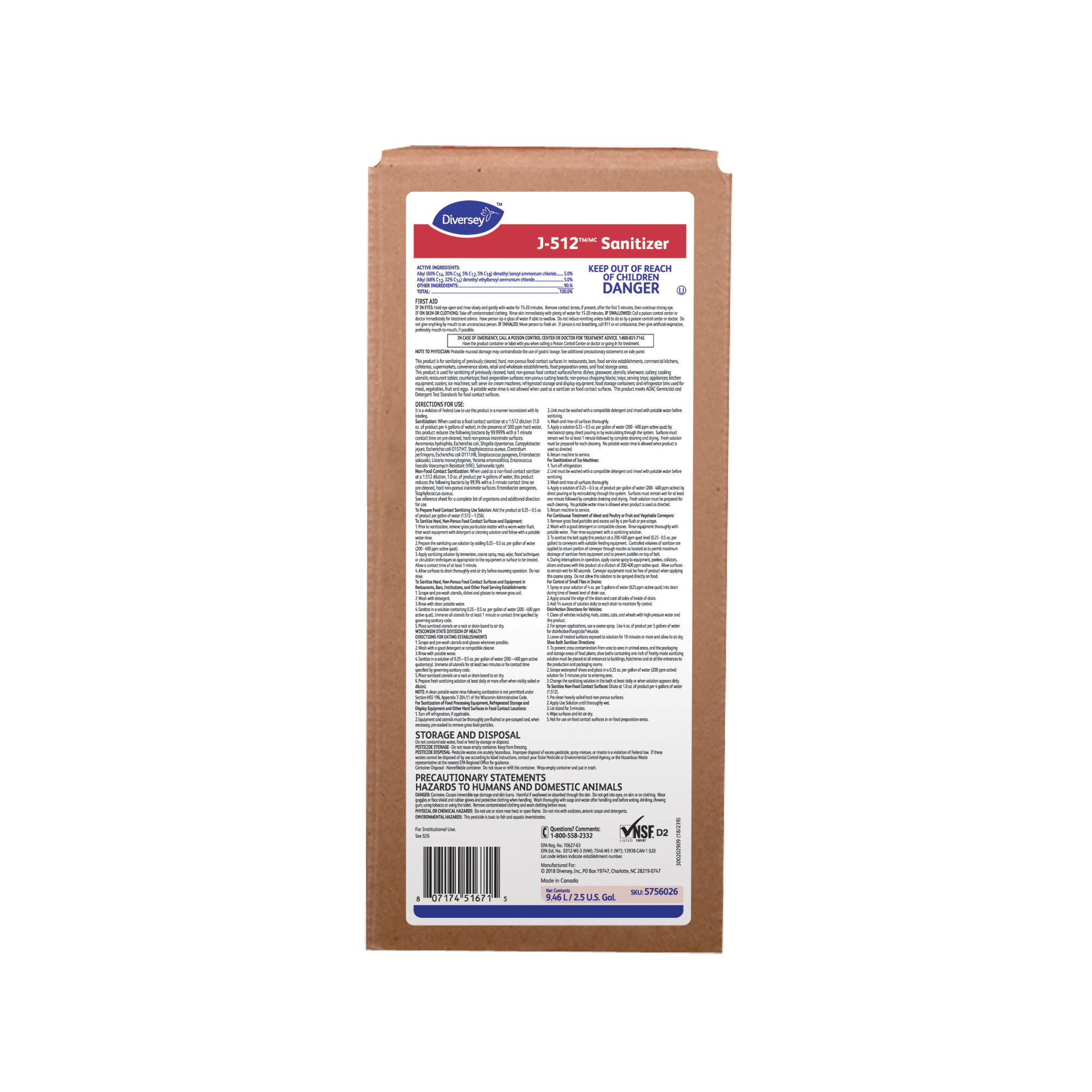 J-512TM/MC Sanitizer | Diversey Global