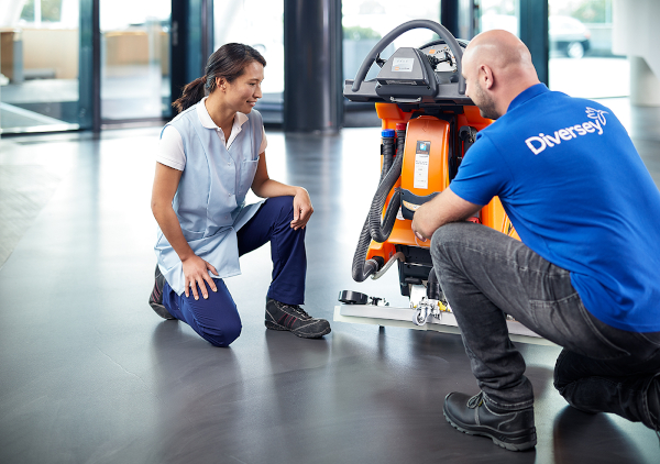 Ask Diversey for floor safety advice when choosing a scrubber drier