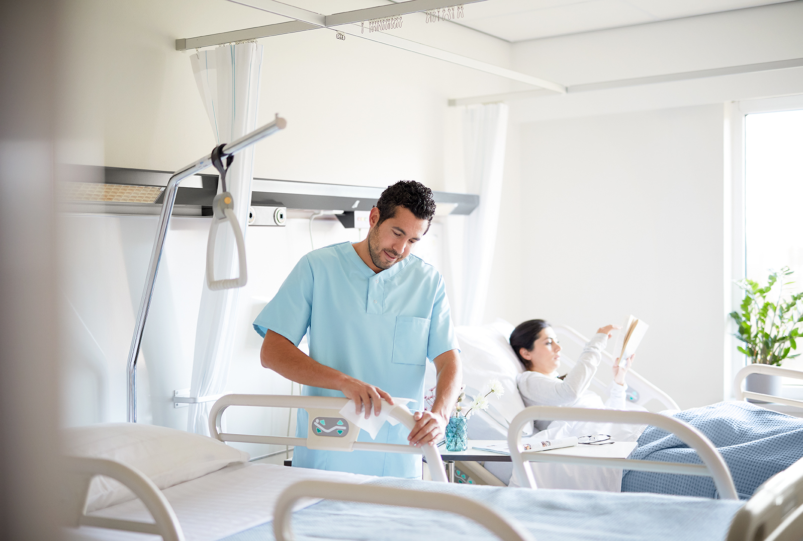 Disinfecting patient bed