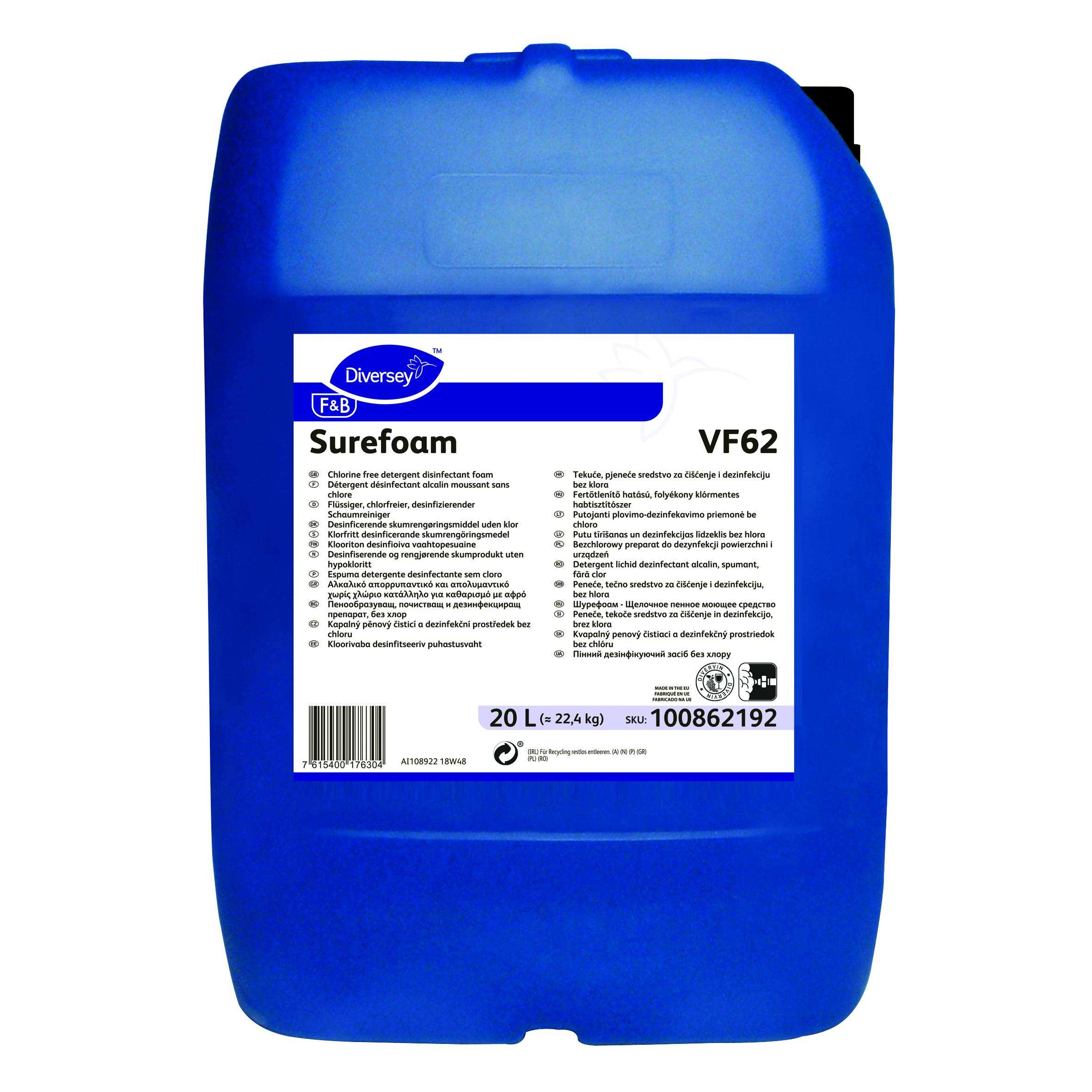 Surefoam 20L Disinfectant, alkaline foam cleaner Diversey United
