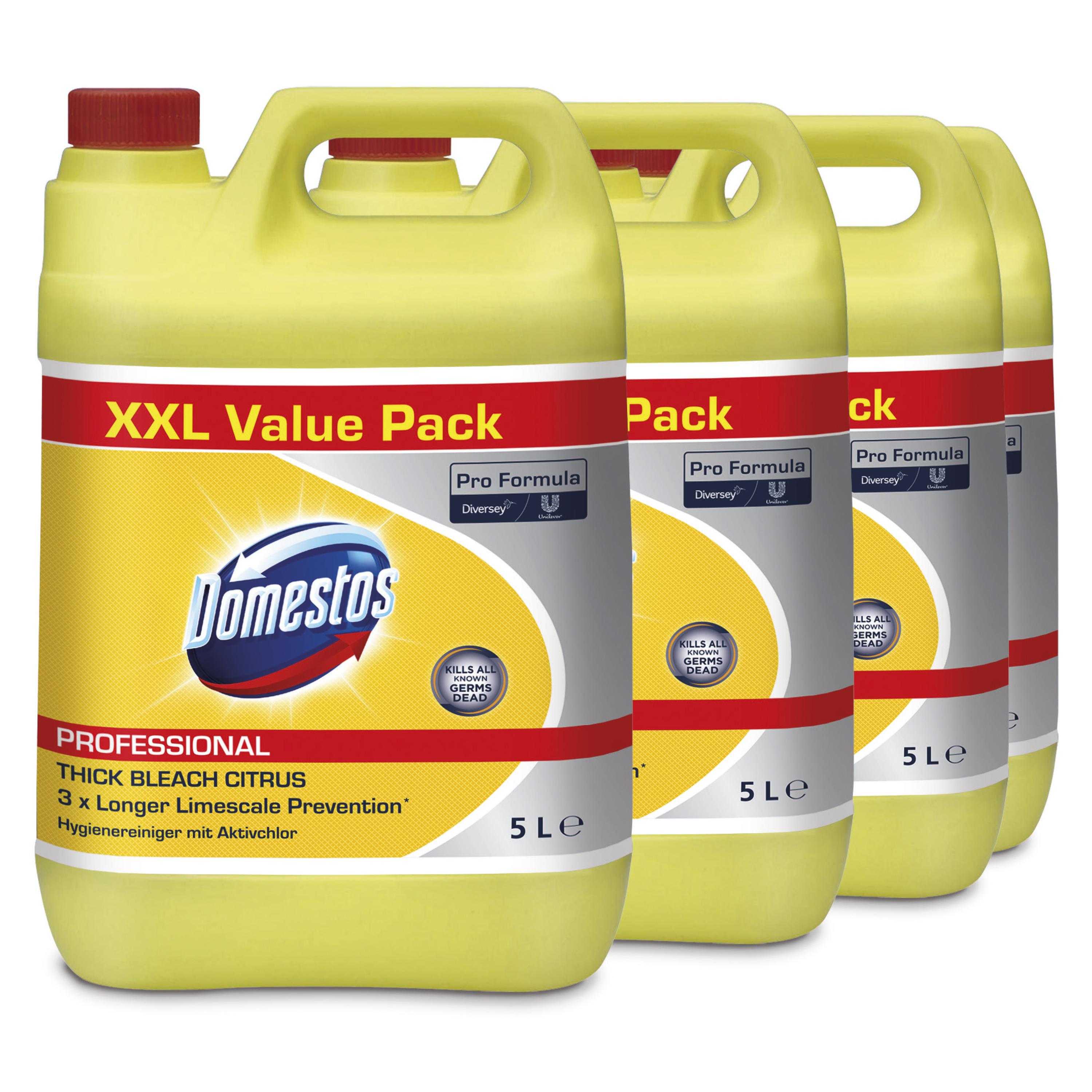 Domestos Pro Formula Citrus Fresh 4x5L Disinfectant bleach with 3x