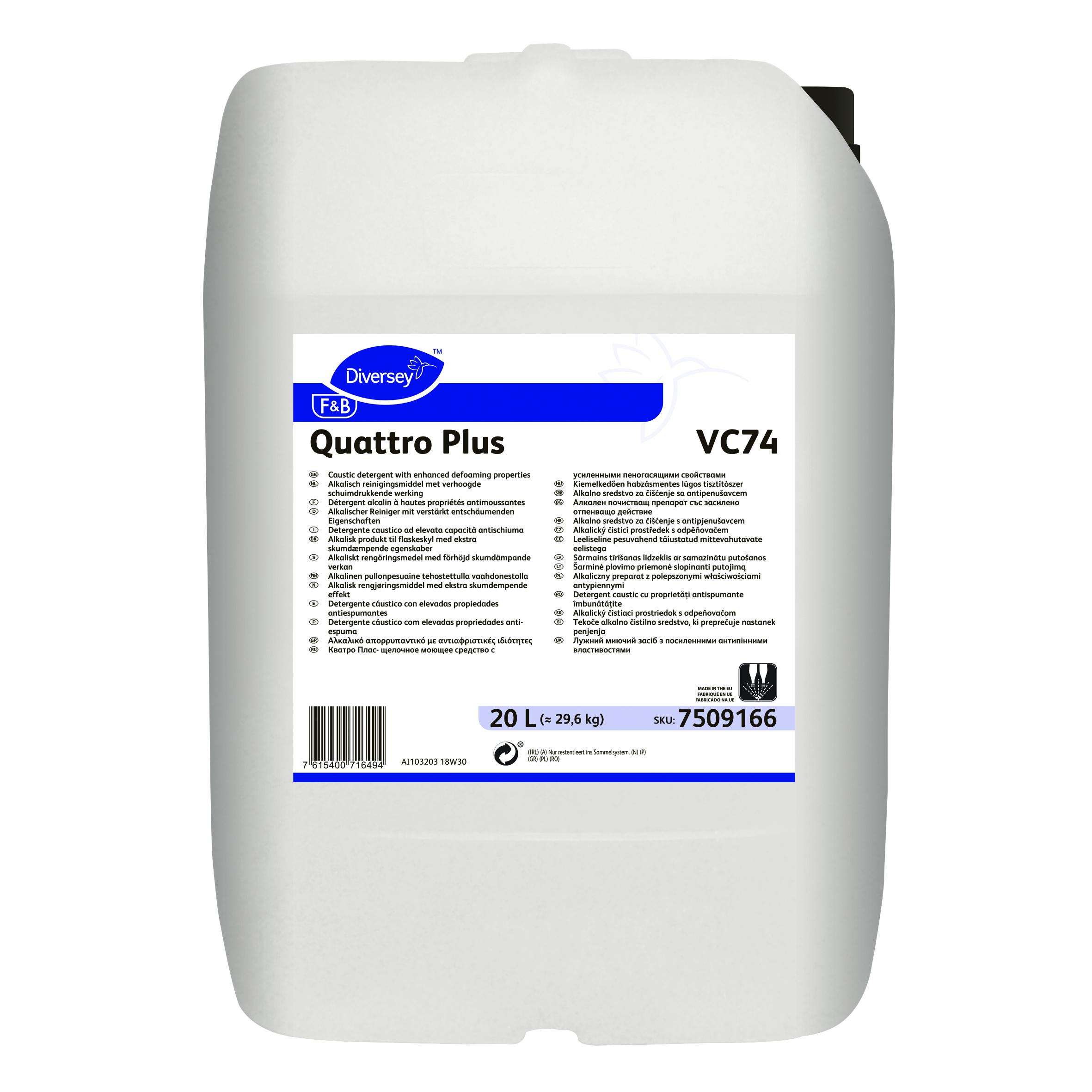 Quattro Plus VC74 20L Caustic detergent with enhanced defoaming