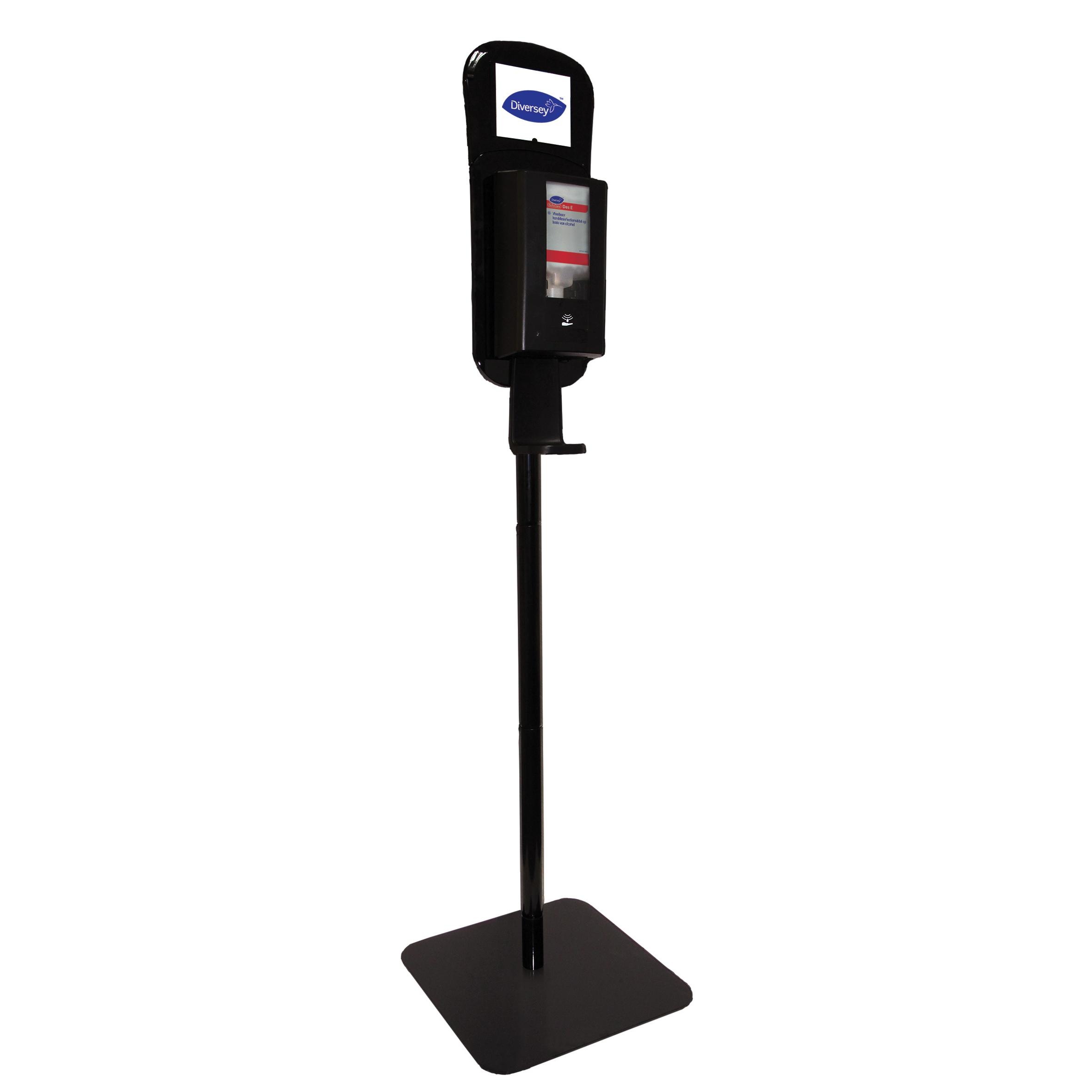 D1224249 Intellicare floor stand with Black dispenser featuring 100962439 SOFT CARE DES E H5-RGB-20x20cm
